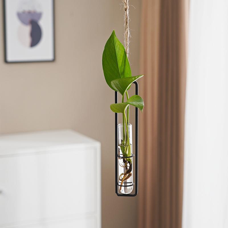 Scandinavian-Style Glass Hydroponic Vase for Living Room with Creative Hanging Door Decor and Wall Ivy Plant Water Cultivation Transparent Pot