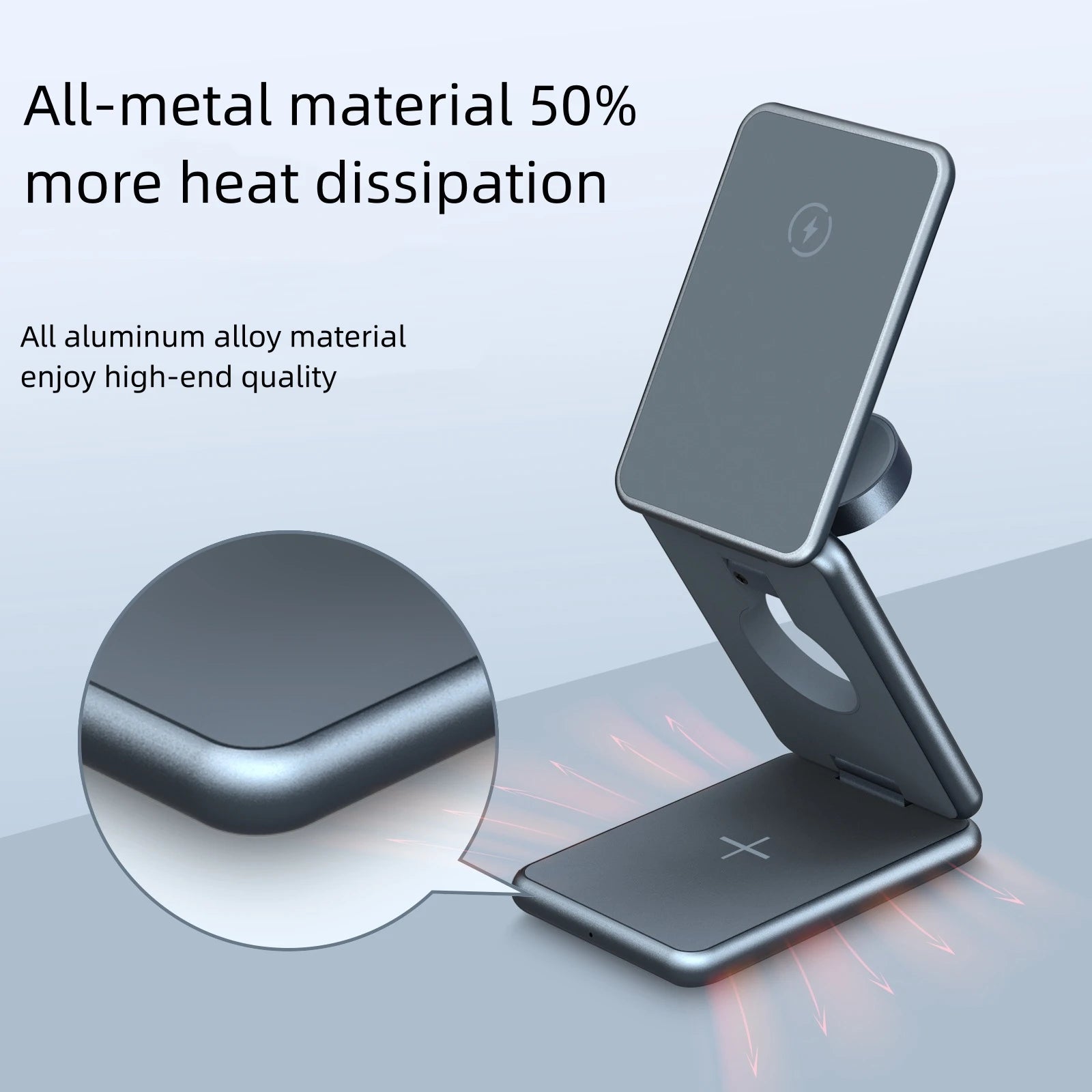Alloy folding Magsafe15W magnetic wireless fast charging mobile phone earphone watch three-in-one folding wireless charger