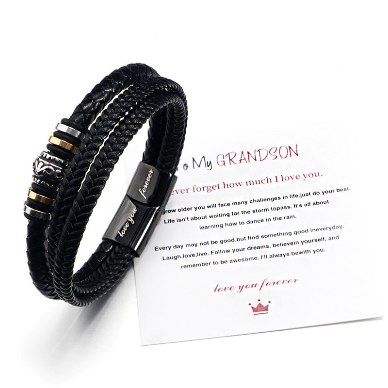 Stainless steel multi-layer woven bracelet men&