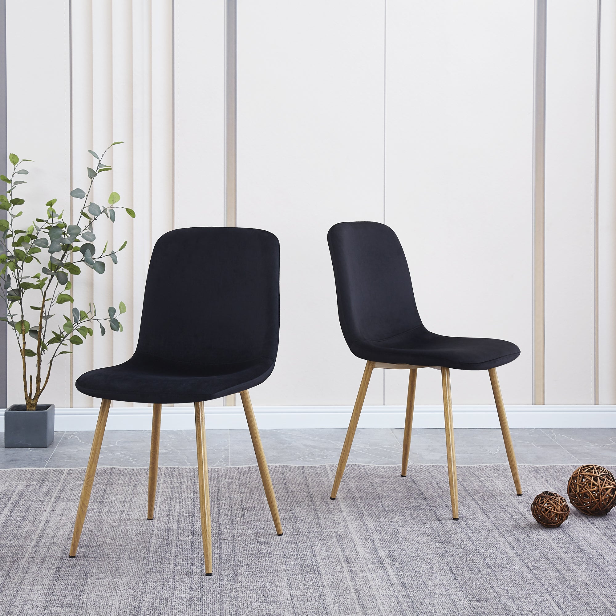 Dining Chair 4PCS(BLACK)Modern style New technology Suitable for restaurants cafes taverns offices