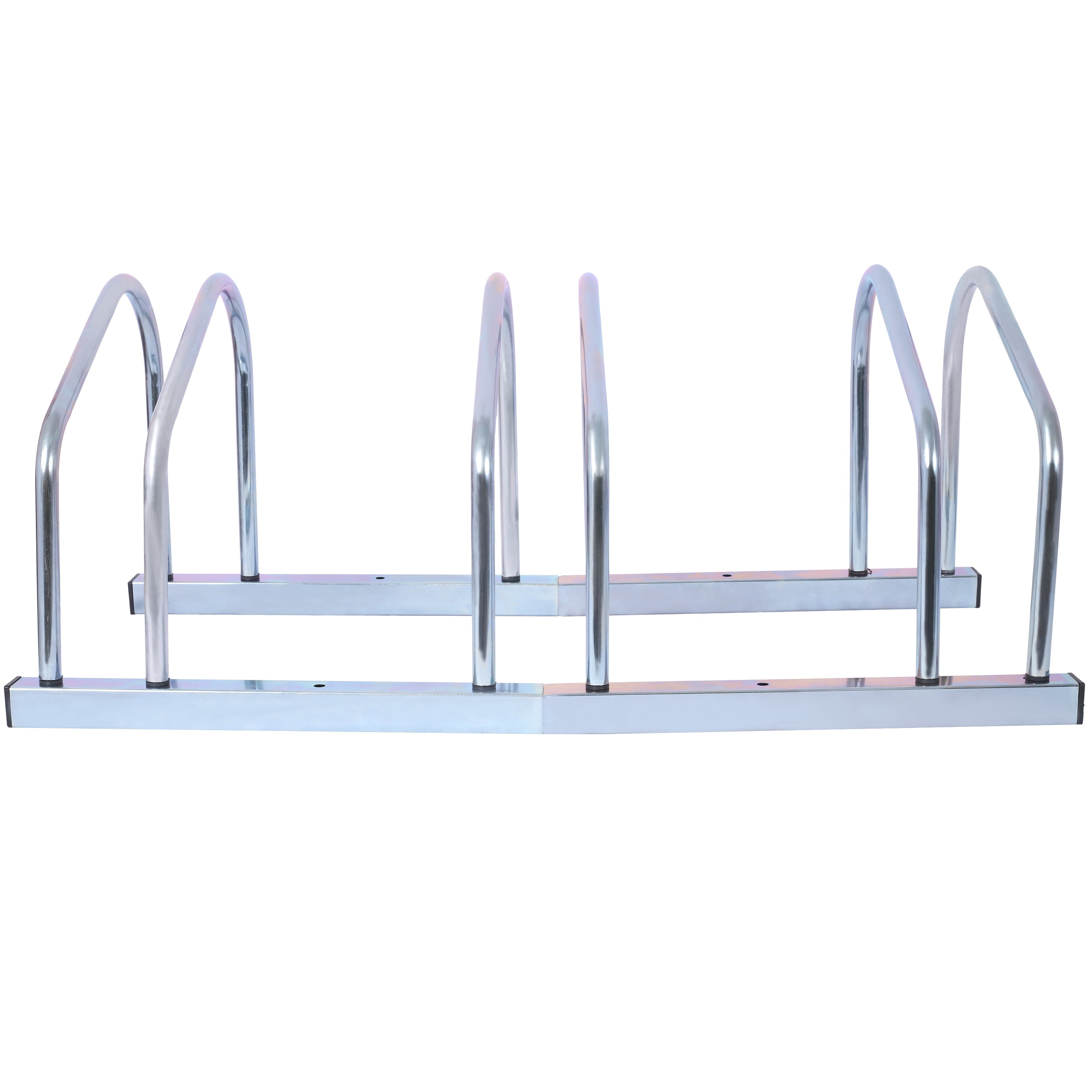 3 bicycle parking racks, 22-28 inch wheel supports, maximum tire width 2.15 inches, galvanized