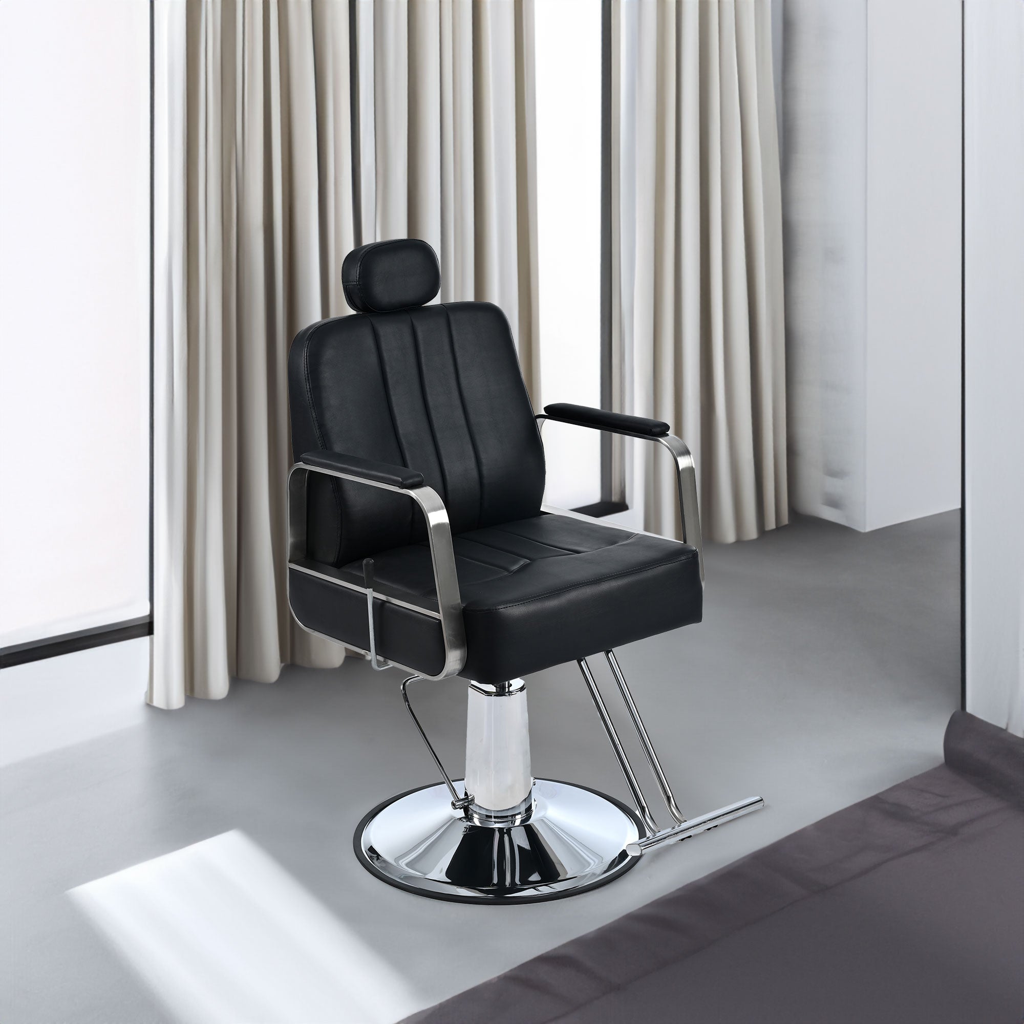 Premium Reclining barber Chair Salon Chair for Hair Stylist with Heavy Duty Hydraulic Pump, 360° Rotation Black