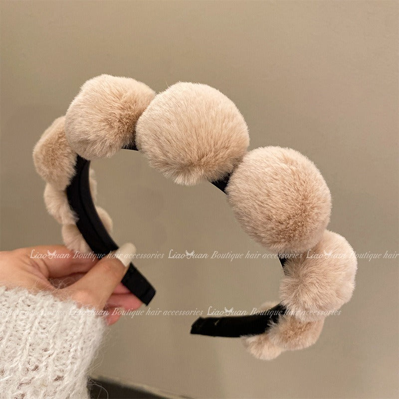 Retro plush hair hoop women&