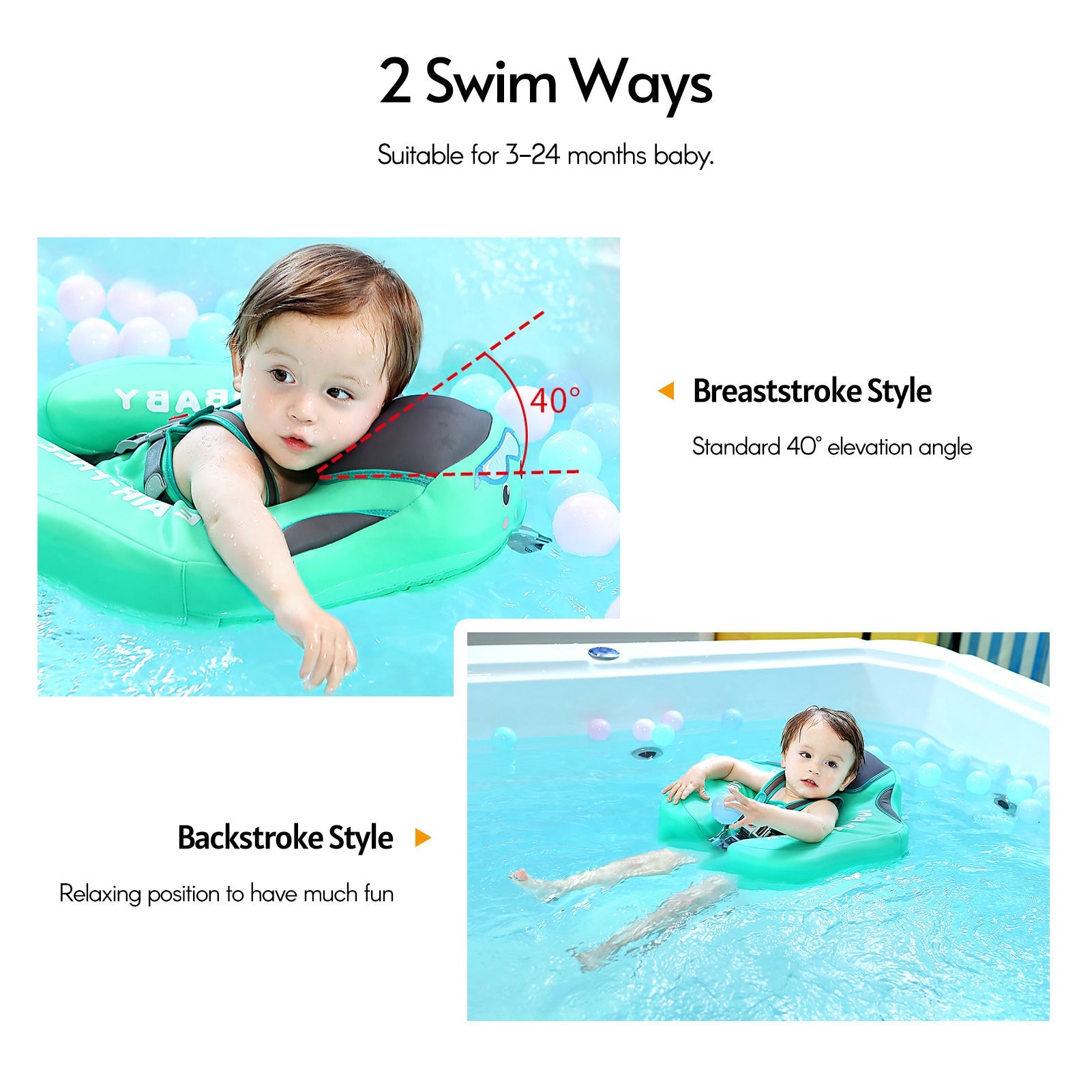 Infants and young children with inflatable seat rings and sunshades beginner&