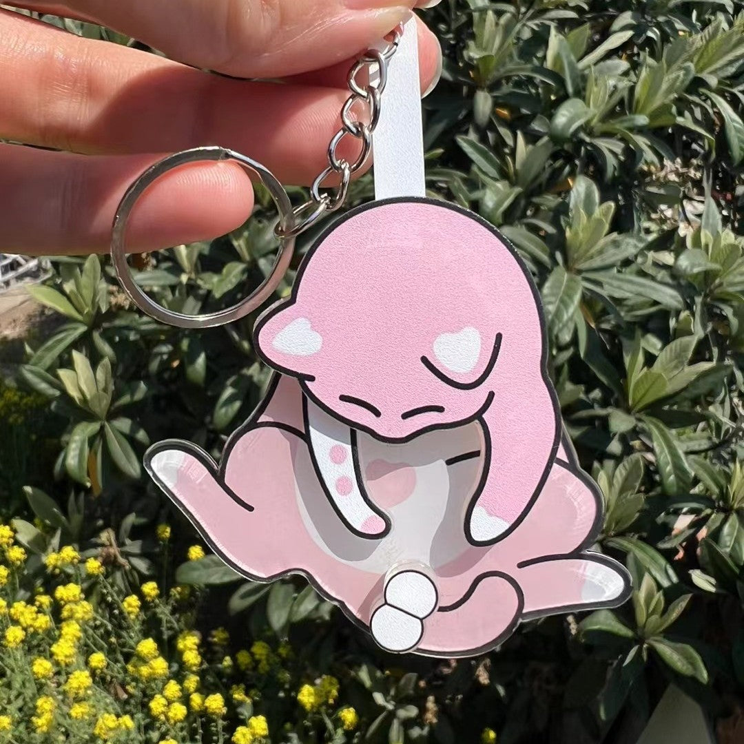 Creative Pulling and Playing Egg Cat Keychain Pendant Cute and Bizarre Spinable Bag Pendant