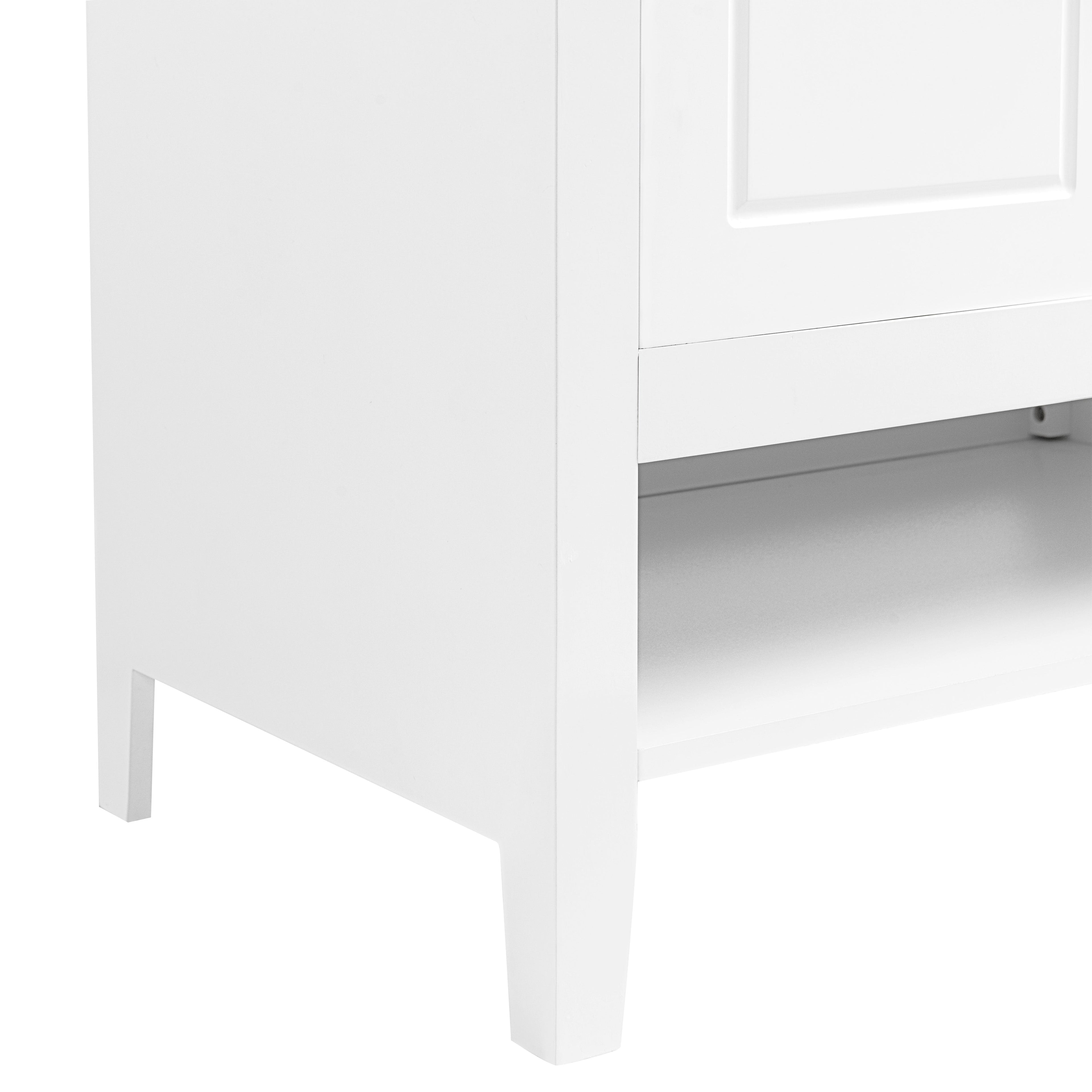 30" Bathroom Vanity with Sink Multi-functional Bathroom Cabinet with Doors and Drawers Solid Frame and MDF Board, White