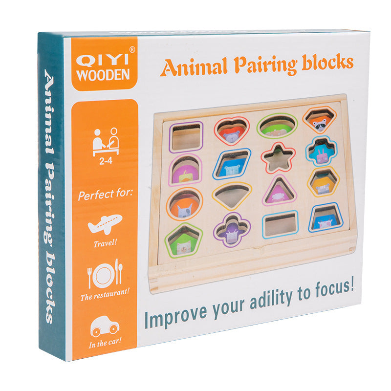 Wooden shape matching block box, children&