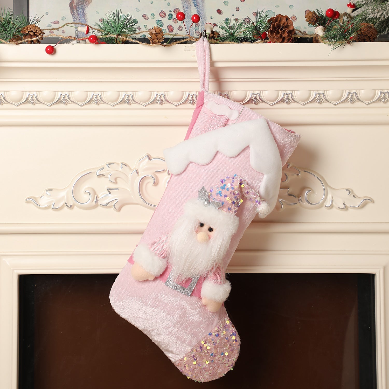 Christmas decoration, pink sequins, children&