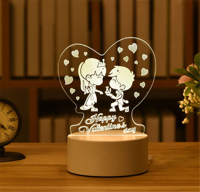 3D Night Light LED Table Light Creative Gift Bedhead Light Small Gift Valentine&