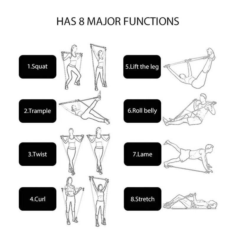 Resistance Band Pilates Stick Gym Exercise Muscle Power Tension Bar With Fitness Stick Home Body Work Out Fitness Pull Rope