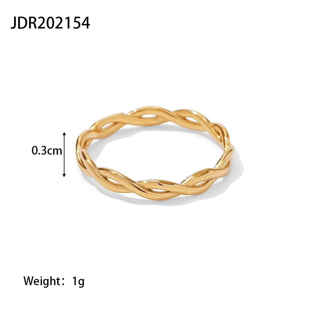 European and American Ring Twisted Linear Geometric Hollow Stacked Ring