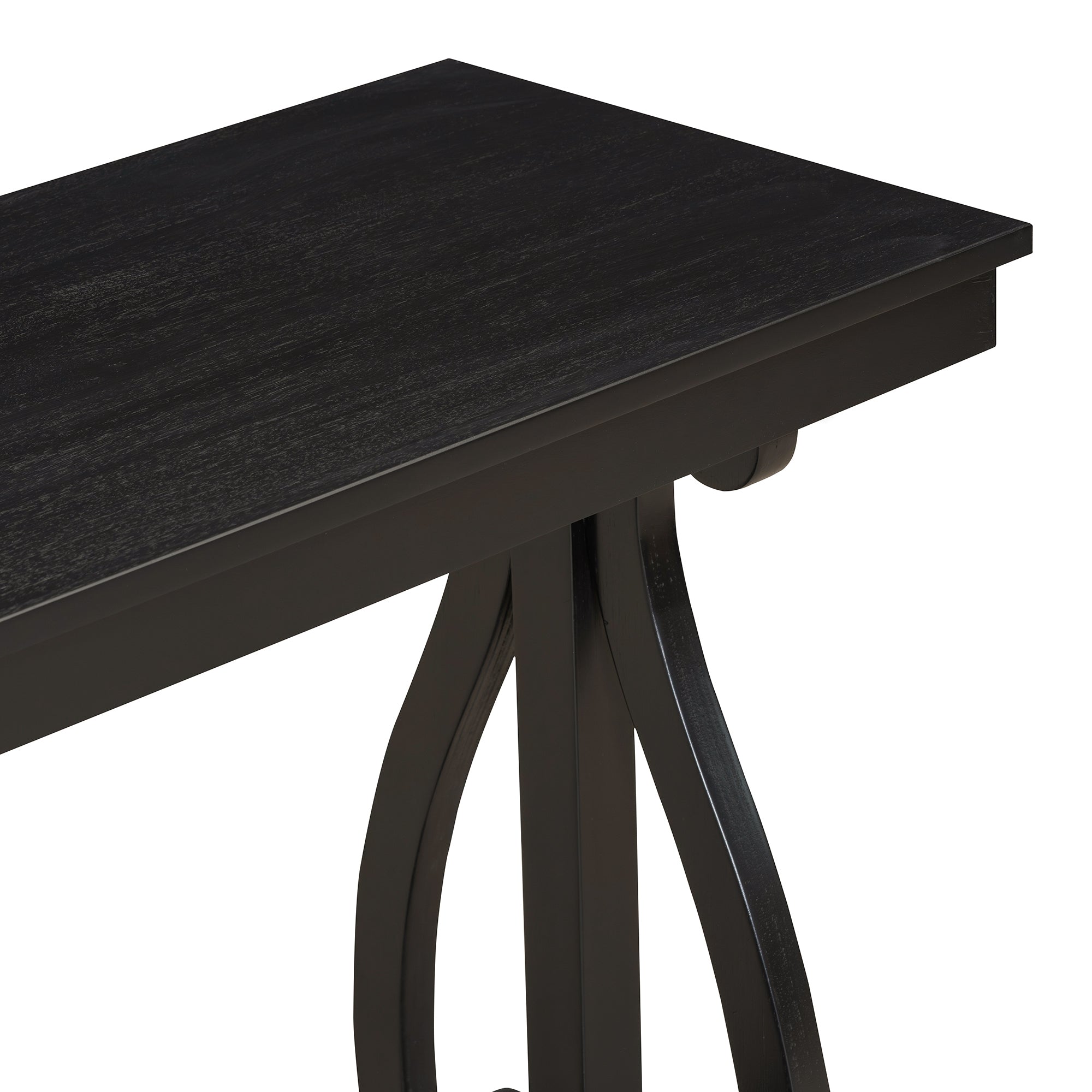 48-Inch Rustic Vintage Console Table --- Farmhouse Style Entryway Table with Open Shelf and Sturdy Construction (Black)