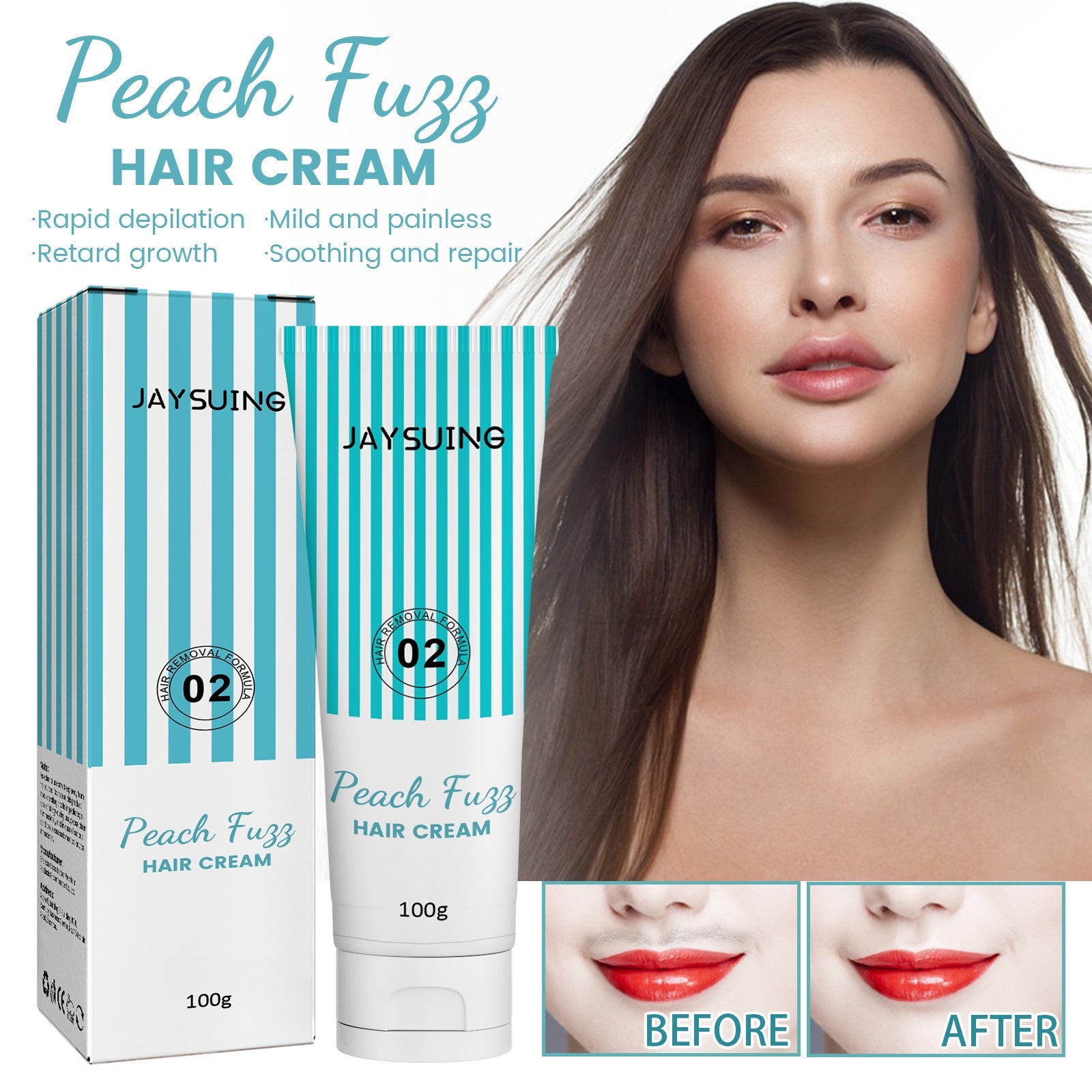 Lip Hair Removal Cream, Gentle Non-Irritating Facial Hair Removal Cream Smooth And Delicate Skin Hair Removal Cream