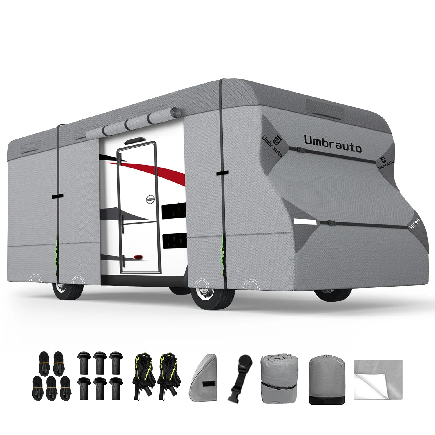 Umbrauto RV Cover Class C Upgraded 7 Layers Anti-UV Top Panel Motorhome Cover,Gray