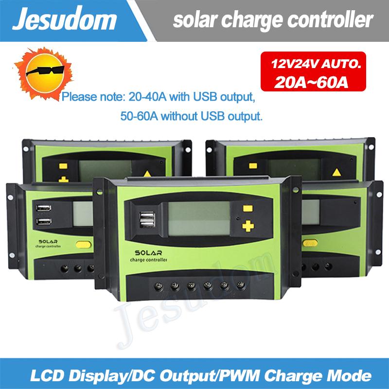 12V 24V 60A 50A 40A 30A Solar Controller with LCD Function Dual USB 5VDC Output Solar Panel Battery Charge Regulator
