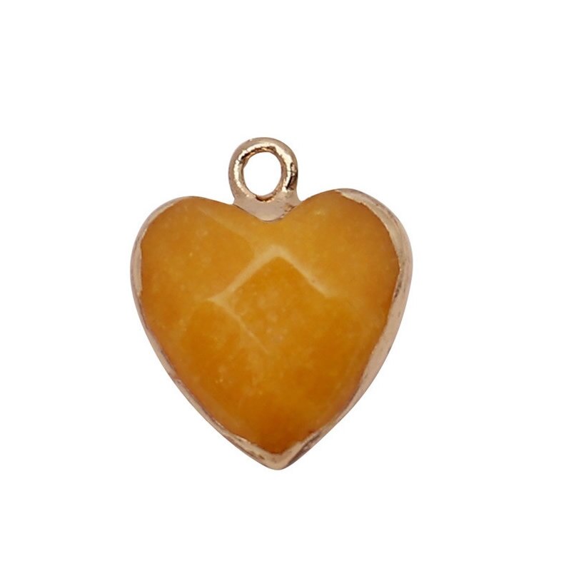 Women Jewelry 12.5mm Small Lovely Heart Pendant Labradorit Aventurine Opal Rose Crystal Quartz Stone Pendant DIY for Necklace