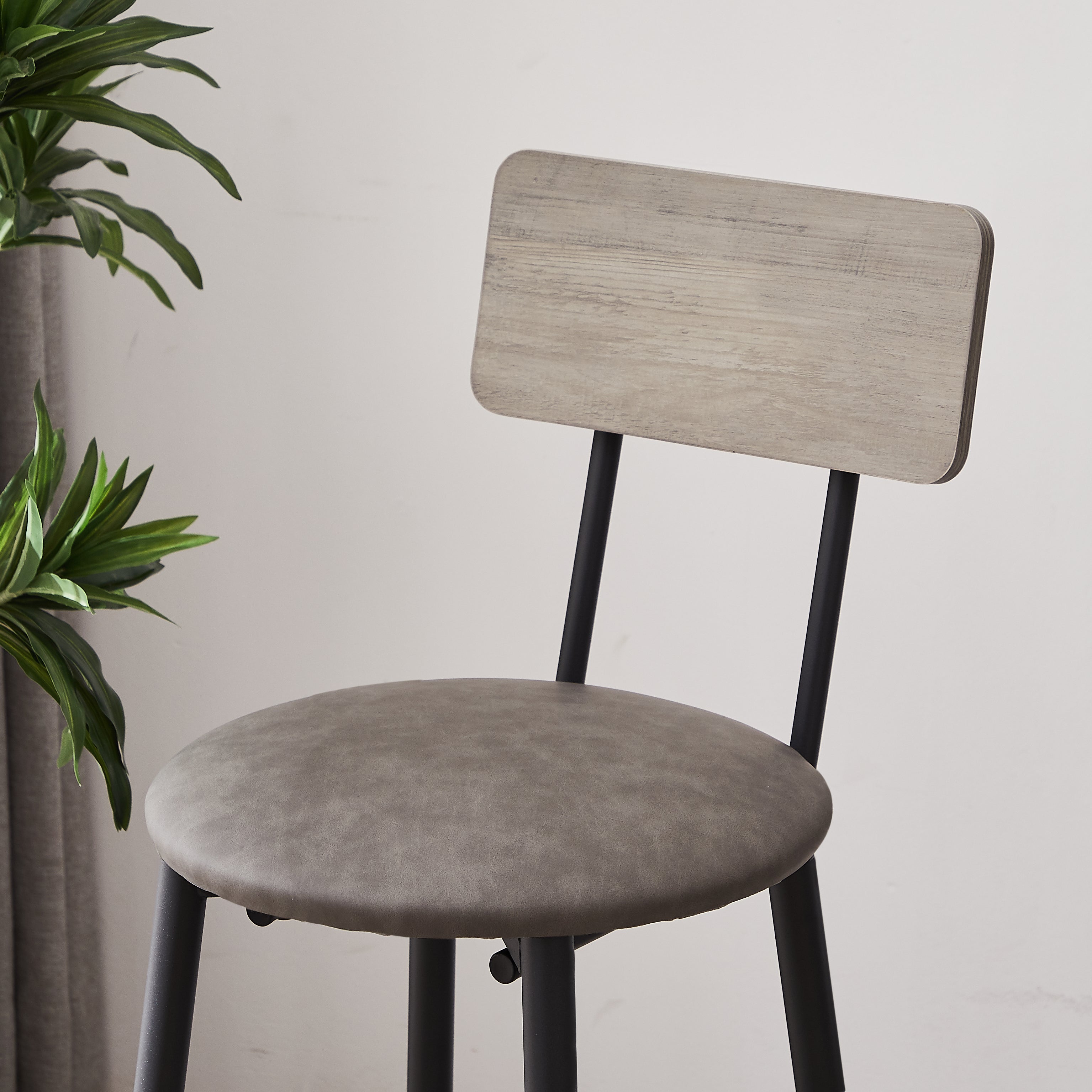 Bar Table Set with 4 Bar stools PU Soft seat with backrest Grey 47.24&