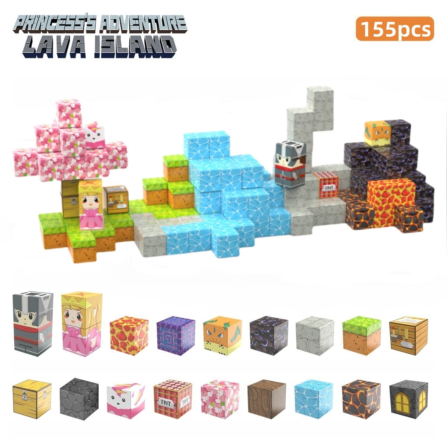 My Building World Magnetic Cube DIY Cherry Blossom Mountain Children&