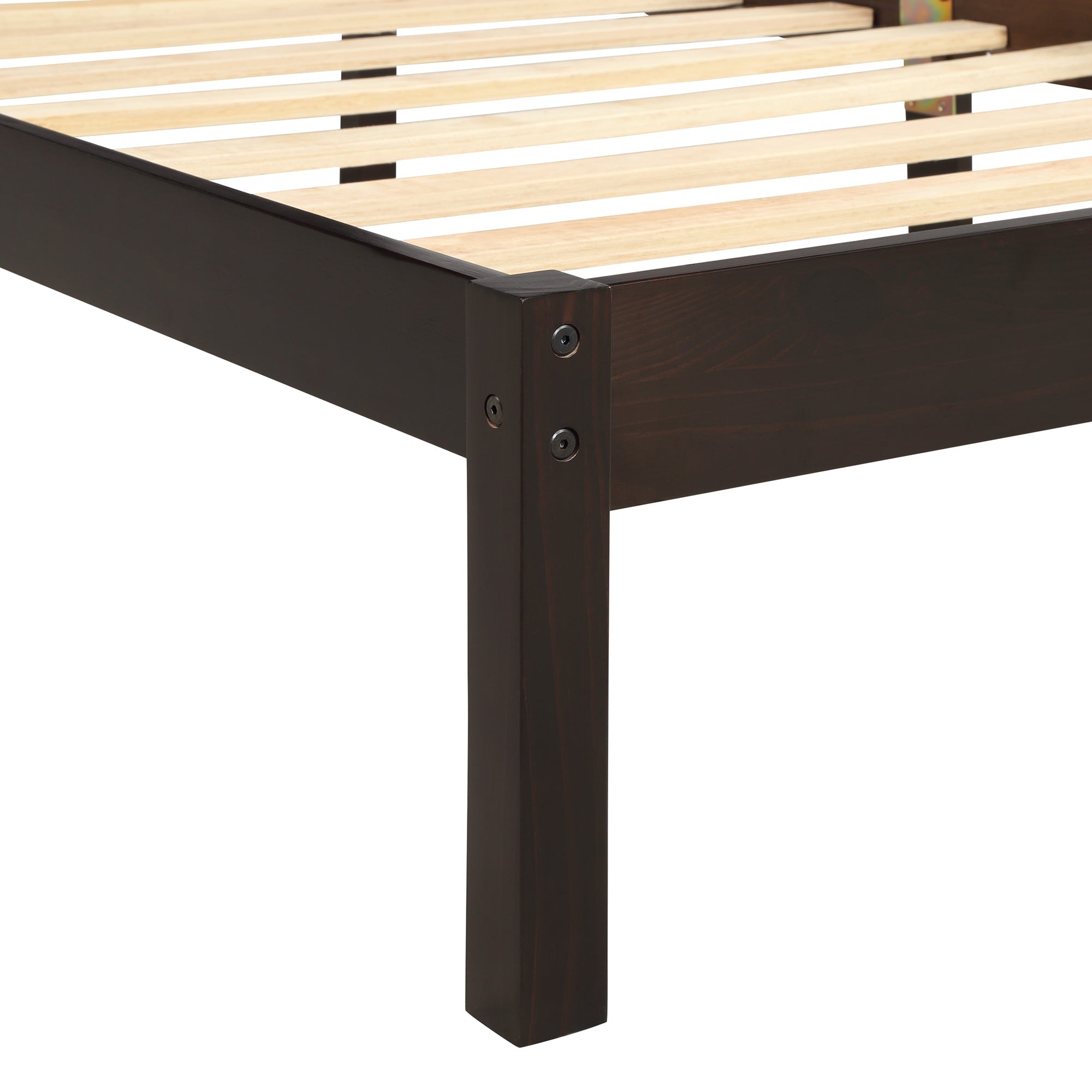 Platform Bed Frame with Headboard, Wood Slat Support No Box Spring Needed Queen Espresso