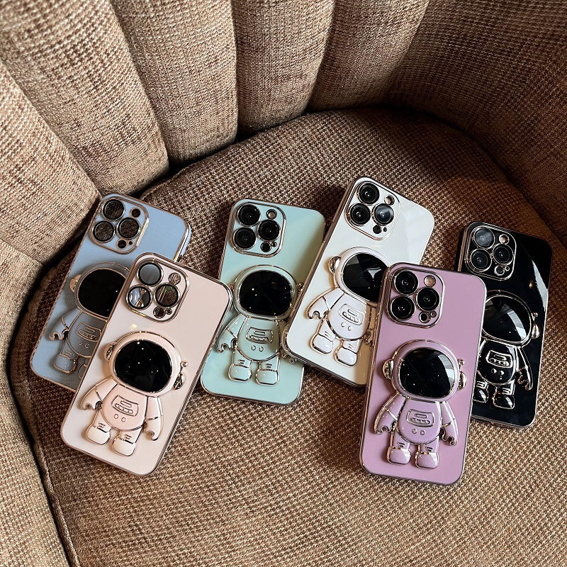 6D Astronaut Bracket Apple 13ProMax Mobile Phone Case Comes With Lens Film Suitable For iPhone12 Protective Soft Case