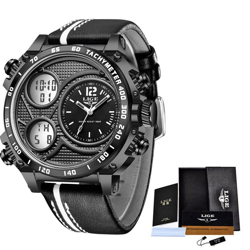 Lige Business Electronic Watch Dual Display Multi Function Low Cost Watch Men&