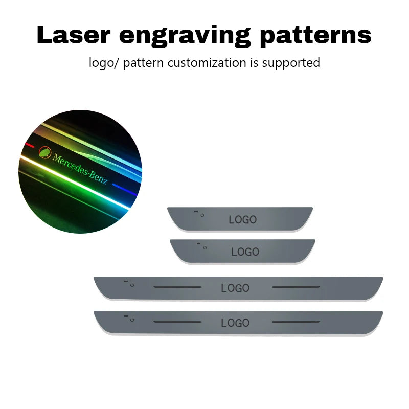 Acrylic Universal Car Led Welcome Pedal Light Led Moving Door Scuff Led Door Sill Scuff Plate car logo 4PCS Set