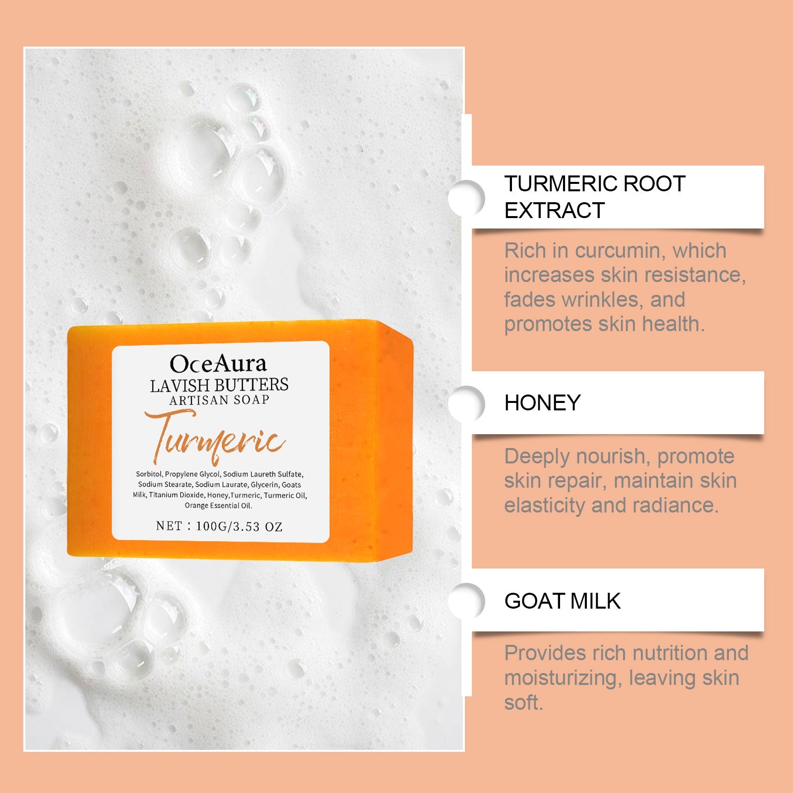 Turmeric Skin Care Soap, Clean And Moisturize The Body Skin Translucent And Smooth Bath Fragrance Skin Care Soap