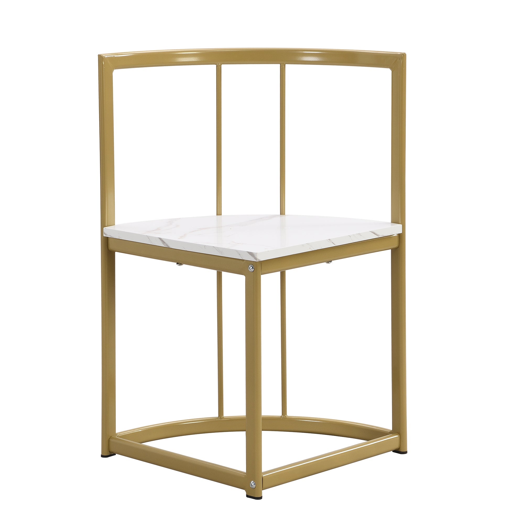 TOPMAX Modern 7-Piece Dining Table Set with Faux Marble Compact 55Inch Kitchen Table Set for 6 Golden+White