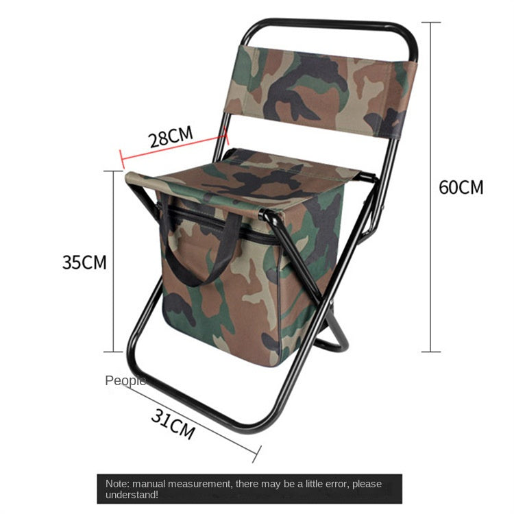 Outdoor Camping Folding Chair with Storage Backrest and Carrying Bag for Art Students&