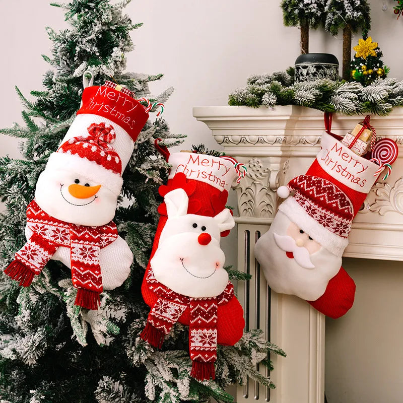 Christmas Decorative Socks 3D Elderly Elk Knitted Socks Children&