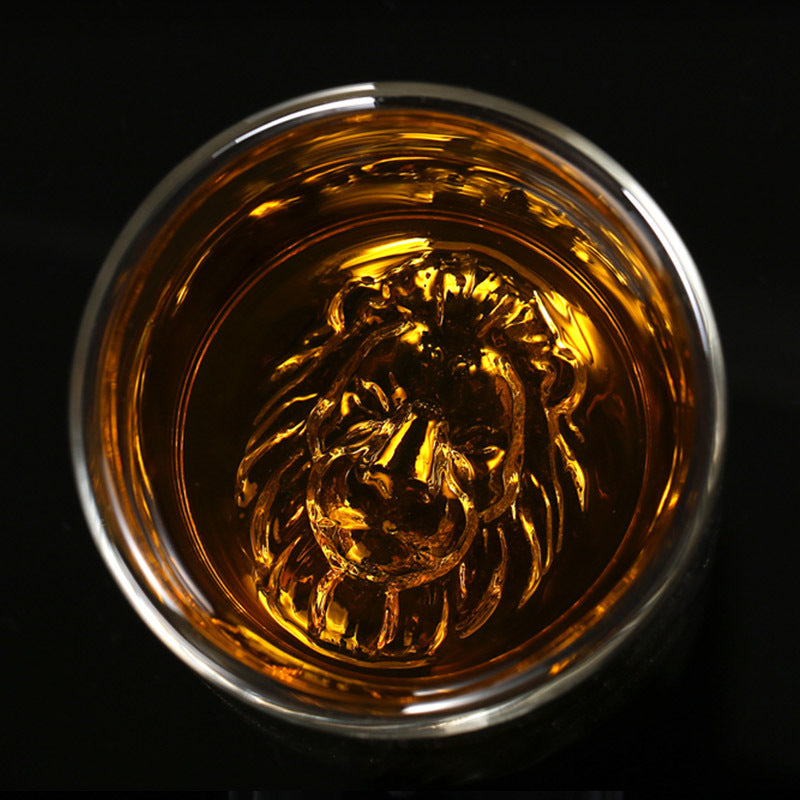 Thickened high borosilicate glass mug, creative insulation double-layer cup, coffee cup, lion head cocktail cup
