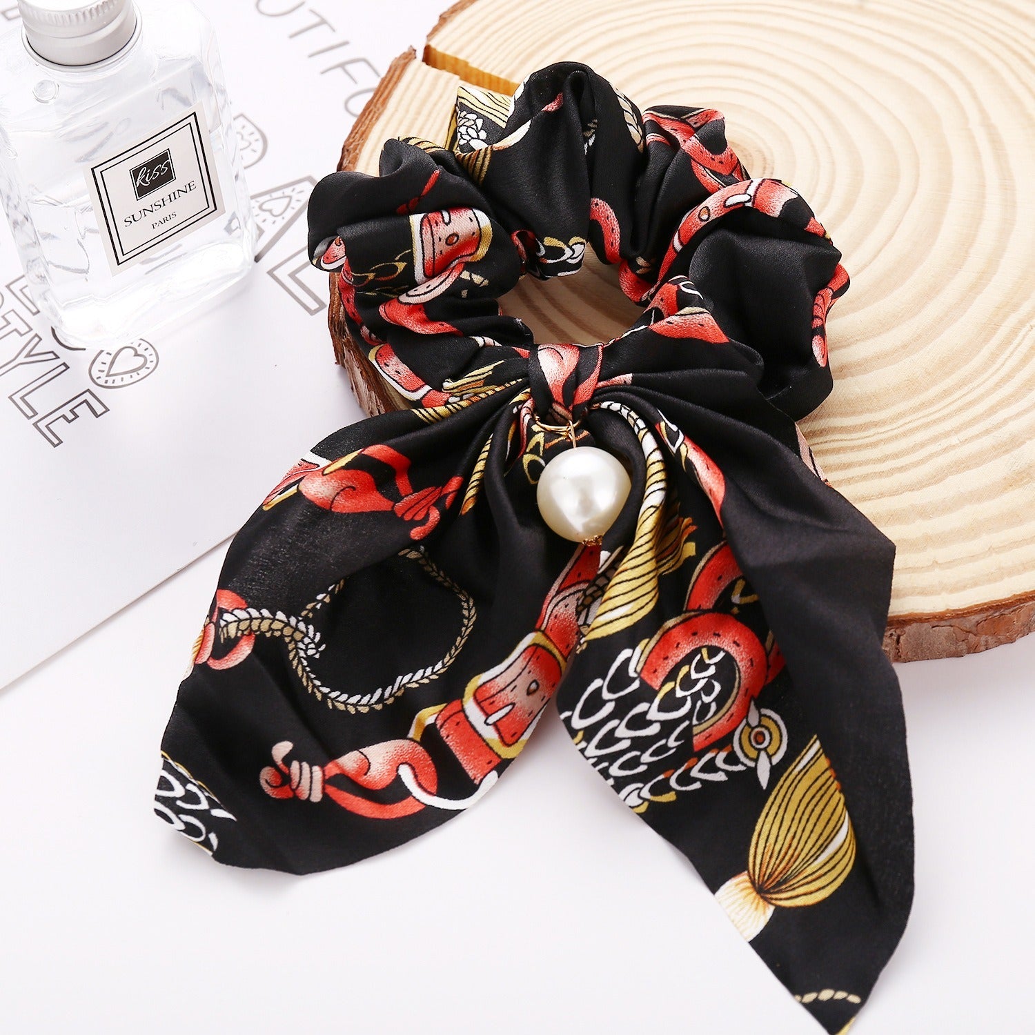 New Pearl Pendant Large Intestine Ring Hair Loop Women&
