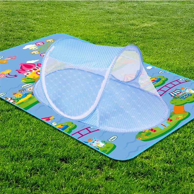 Folding mosquito net with sleeping pad pillow mosquito net bed three piece set music 0-3 year old children&