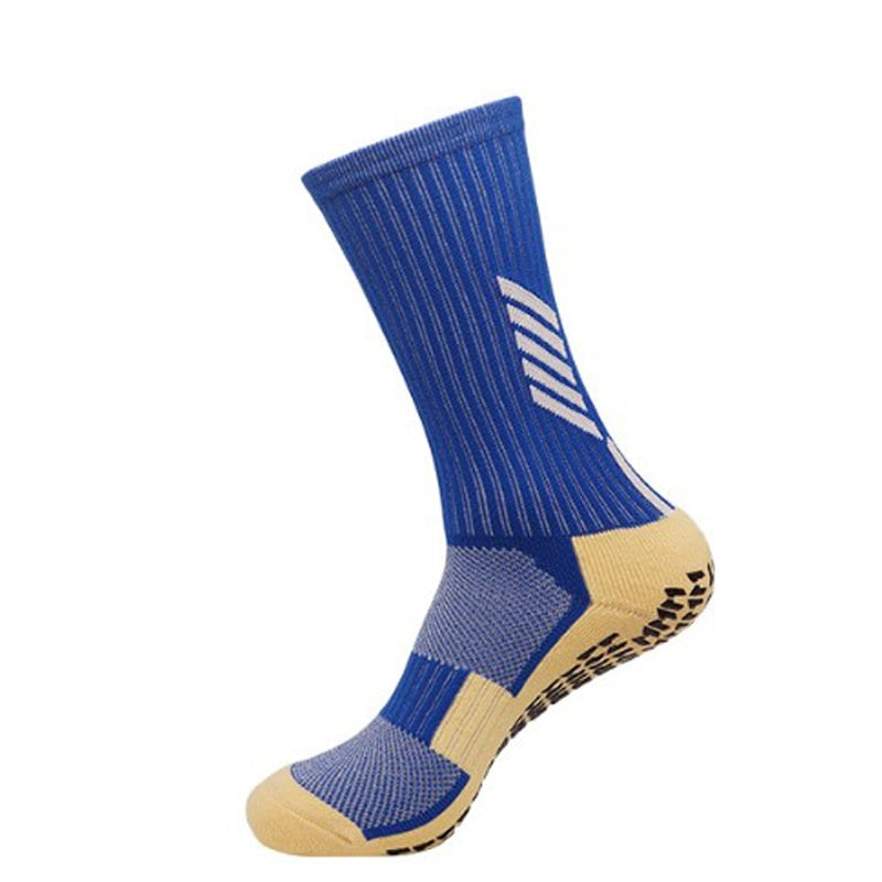 Anti Slip Football Soccer Socks for Men Teenage Kid Boys Sport Grips Crew Socks Black White Blue High Quality