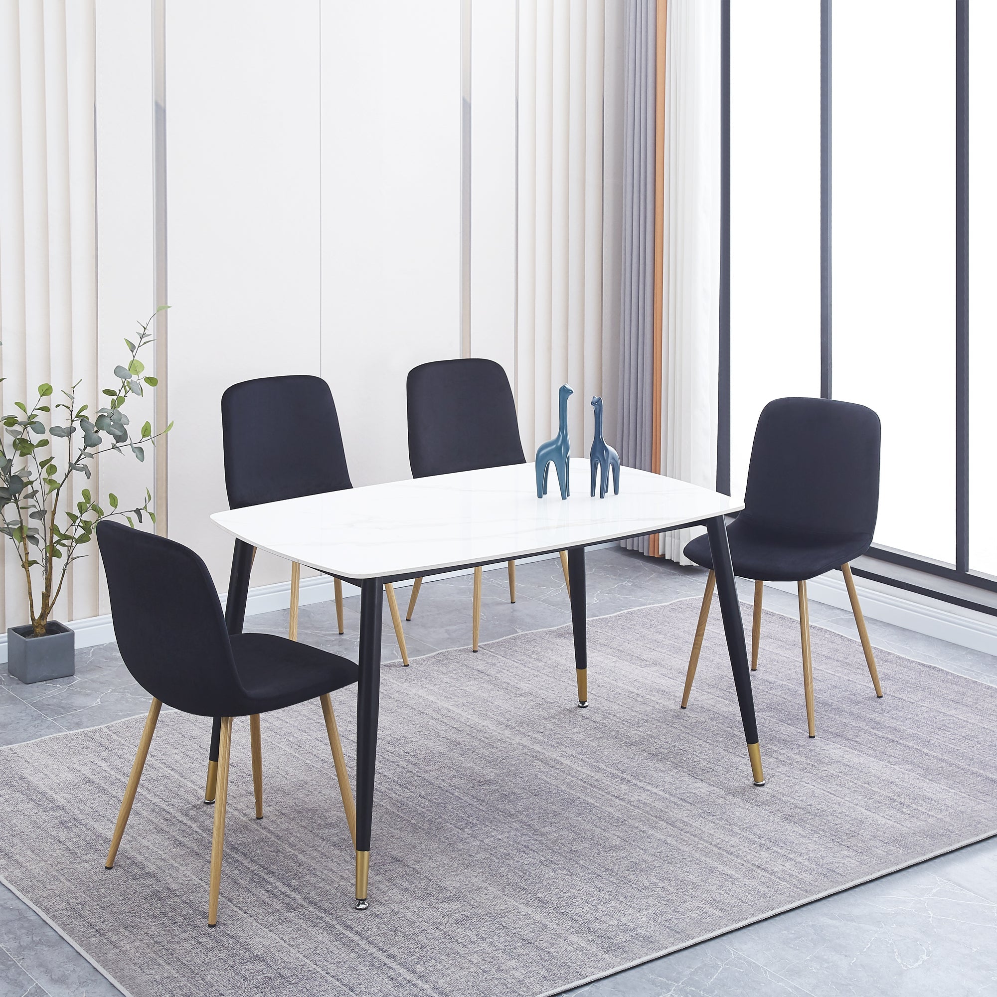 Dining Chair 4PCS(BLACK)Modern style New technology Suitable for restaurants cafes taverns offices