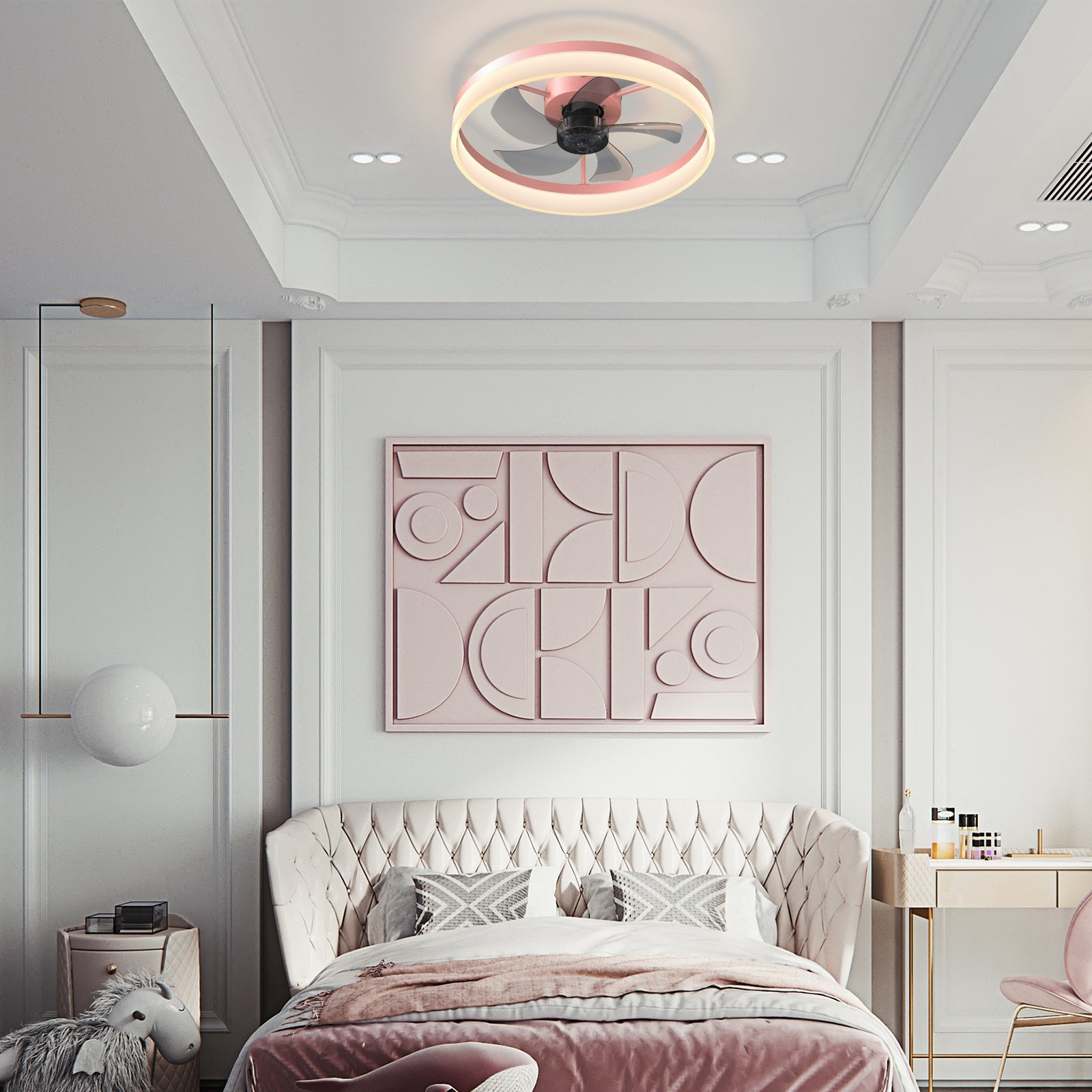 Pink Dimmable LED Ceiling Fan