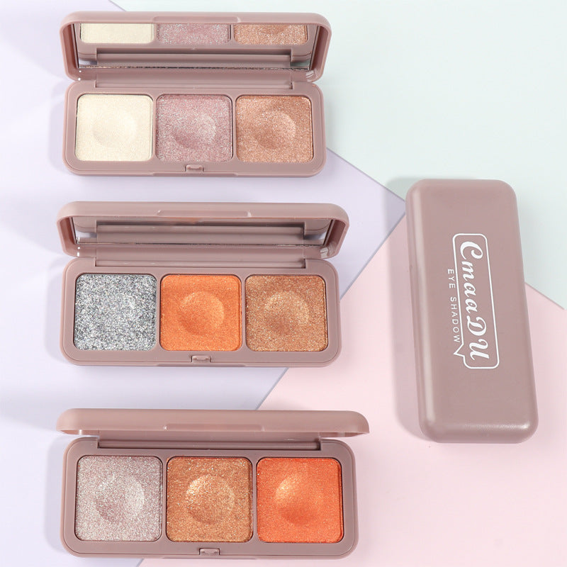 CmaaDu Three Color Mashed Potato Eye Shadow Fairy Plate Earth Color Moonlight Eye Shadow Color