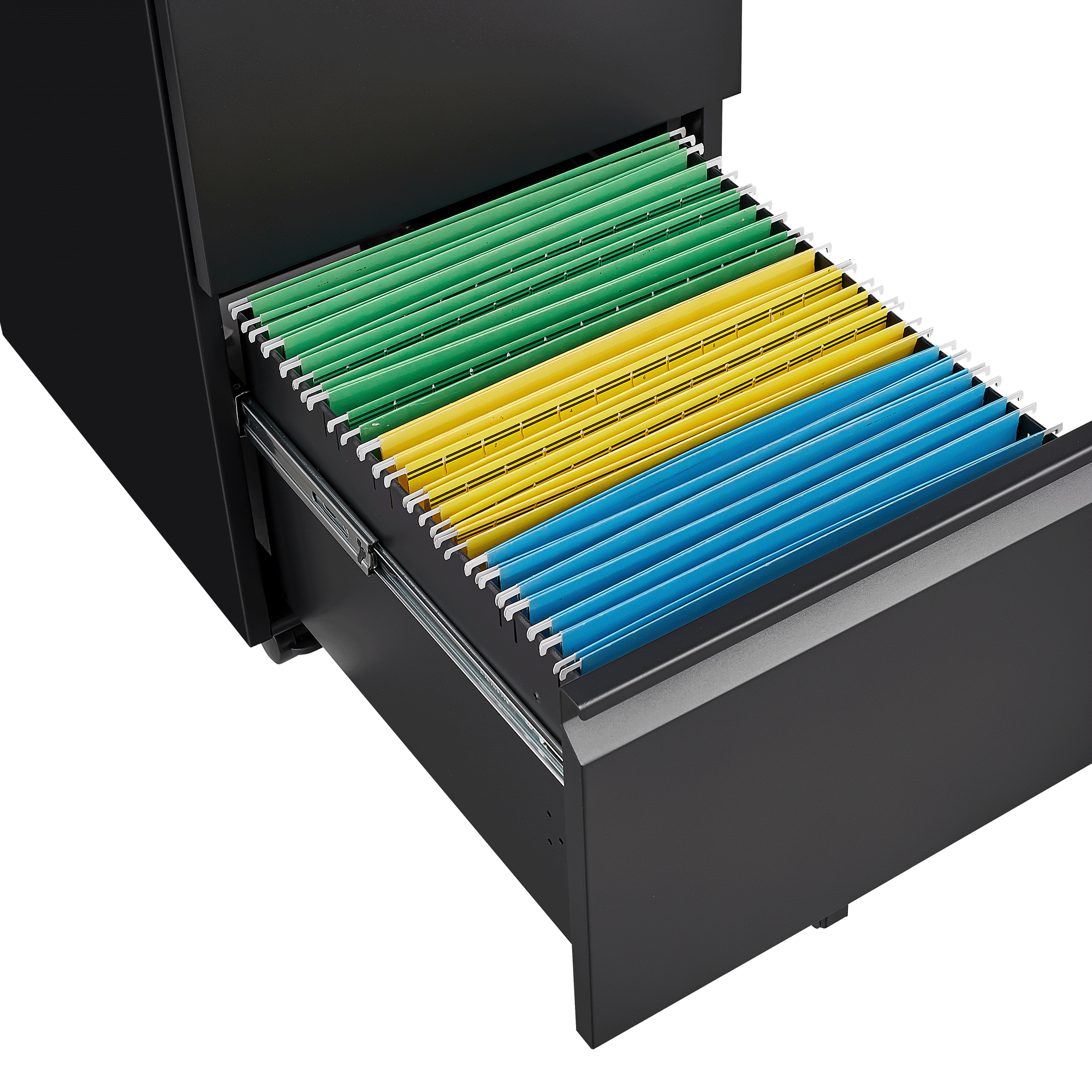 Metal 2 drawer mobile file cabinet with lock, 25.6-inch high legal/letter size file storage cabinet black