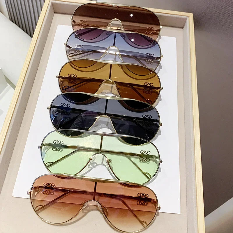 Metal one-piece sunglasses, one-piece large-frame sports goggles, cycling windproof sunglasses, men&