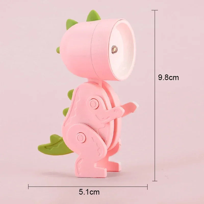 Mini Dinosaur Night Light Battery Magnetic Folding Nights Lamp Bedroom Bedside Table Ornaments Children&
