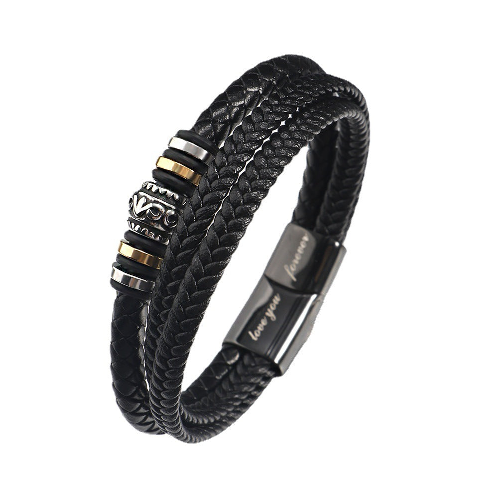 Stainless steel multi-layer woven bracelet men&