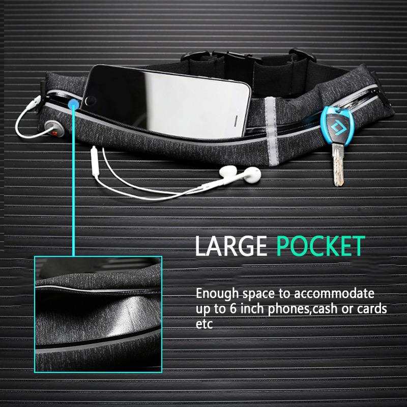 Yipinu Sports Running Waist Bag Outdoor Waterproof Reflective Belt Jogging Gym Fitness Runner