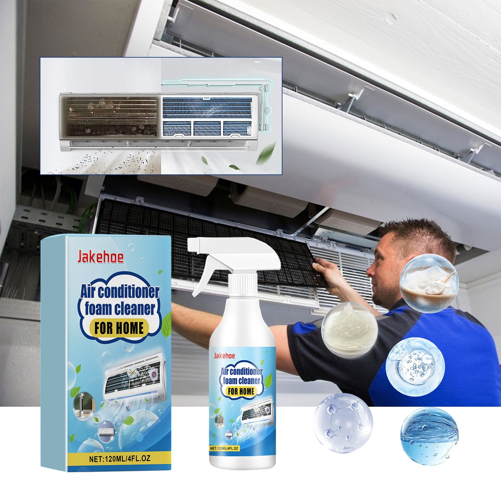 Air Conditioner Foam Cleaner For Home, Air Conditioning Purification Cleaning Decontamination Odor Removal Inside And Outside Machine Cleaning