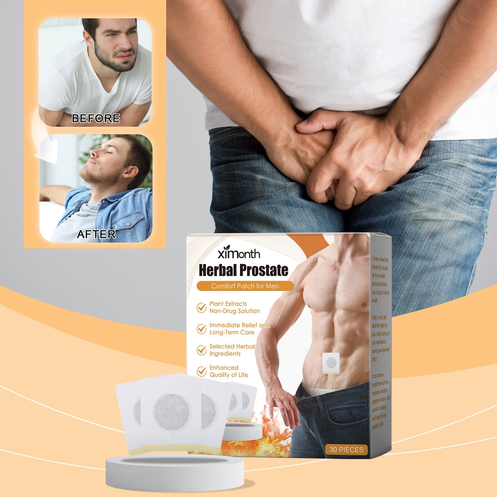 Herbal Prostate Comfort Patch For Men, Prostate Care Patch Soothes Men&