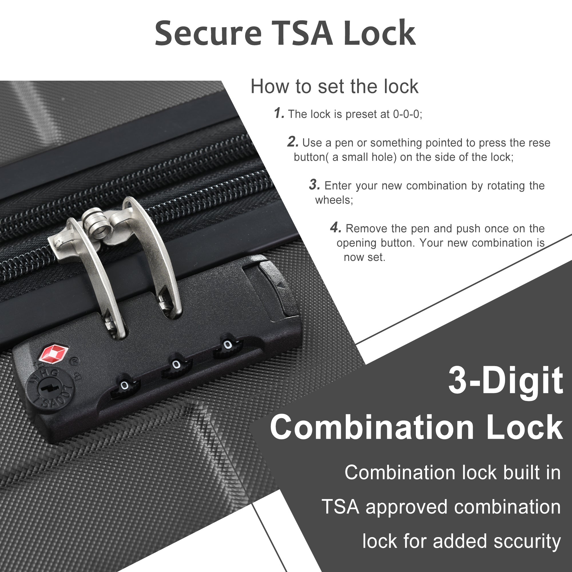 Hardshell Luggage Sets 3 Pcs Spinner Suitcase with TSA Lock Lightweight 20&