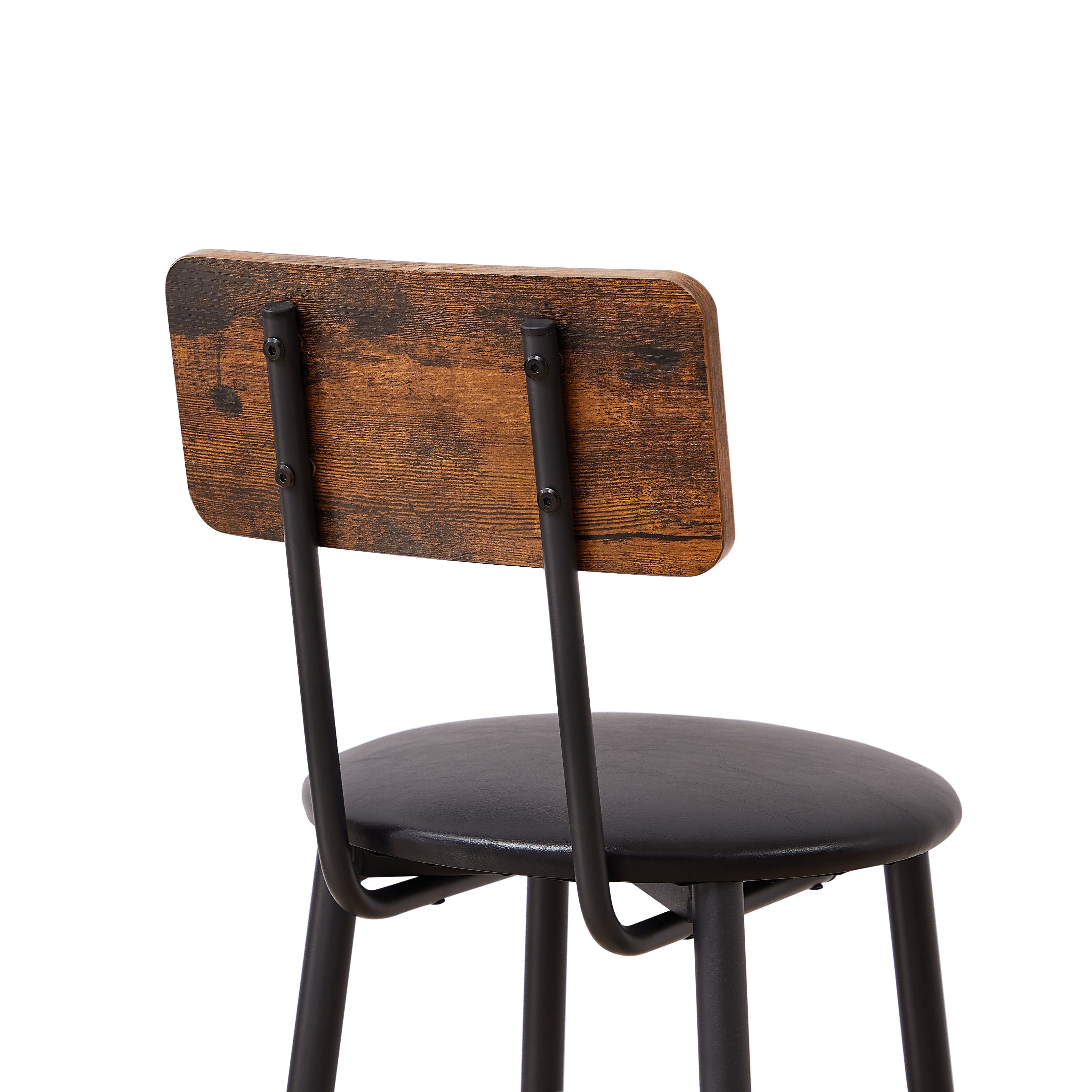 Round bar stool set with shelf upholstered stool with backrest Rustic Brown 23.62&