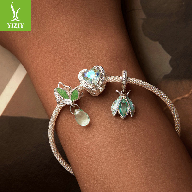 Silver Charm Original Forest Oasis Butterfly Ladybug DIY Bracelet Beads Spring Fresh s925 Pure Silver Beads