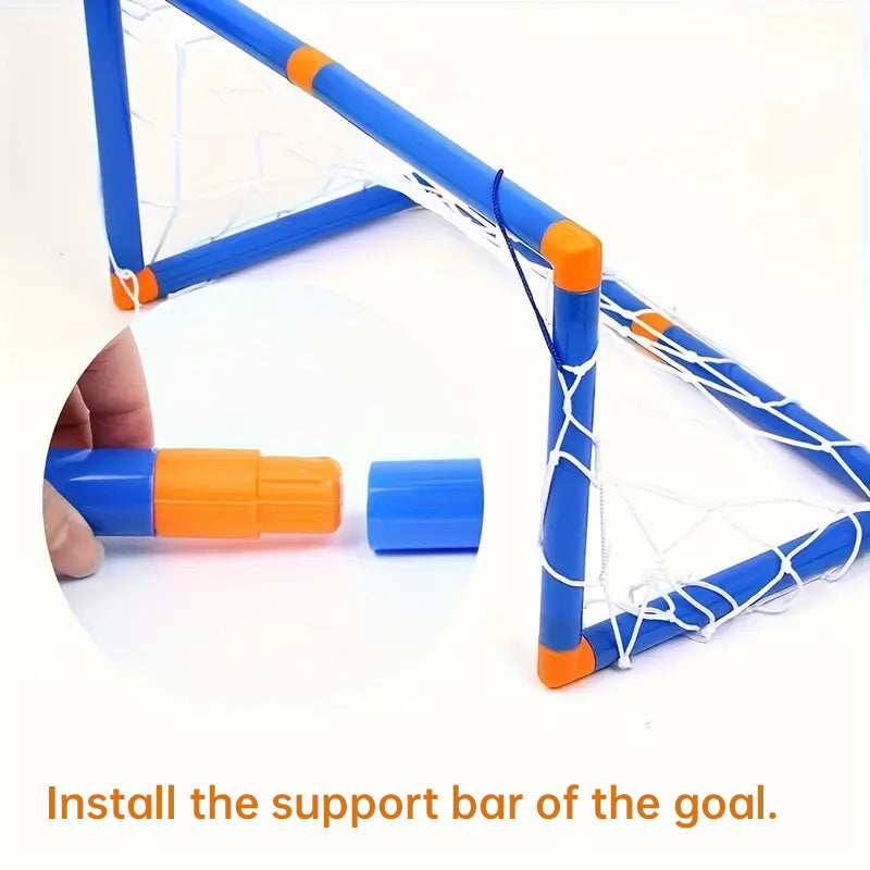 Mini foldable plastic soccer set, detachable posts, high-strength, indoor/outdoor, kids&