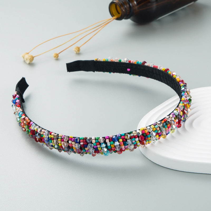 Hand Woven Beaded Headband Female Baroque Beaded Hair Binding Korean Version Net Red Wash Face Hair Accessories