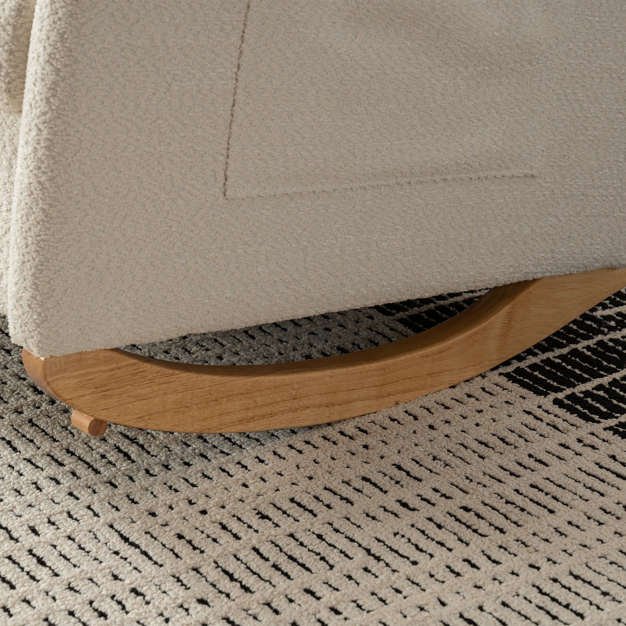 Accent Rocking Chair with Footrest High Back Rubber Wood Rocking Legs Bedroom Living Space
